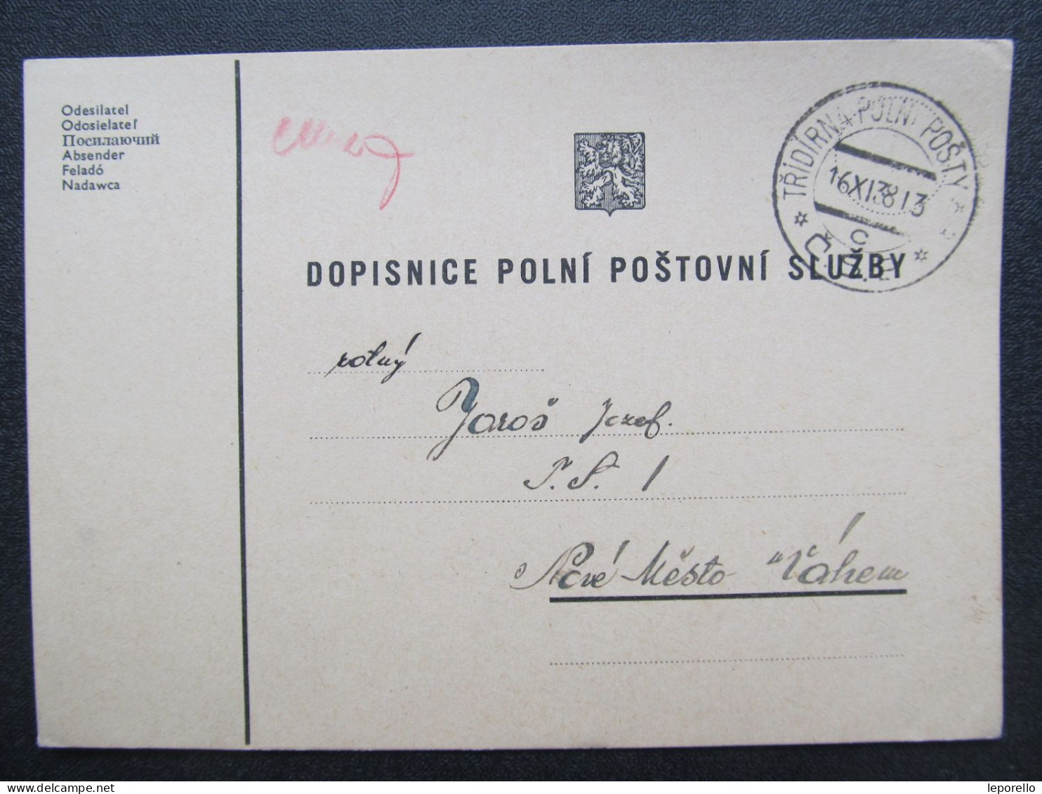 BRIEF  Polní Pošta 1938- Nové Mesto Nad Váhom Třídírna Feldpost /// P6744 - Storia Postale
