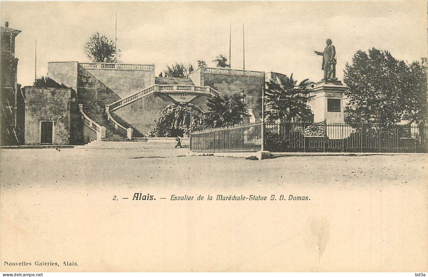 30 - ALAIS -  ESCALIER DE LA MARECHALE - STATUE J. B. DUMAS - Alès