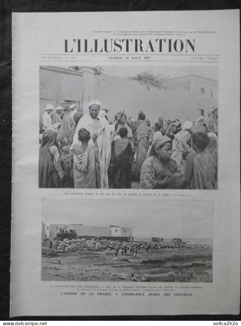 L'ILLUSTRATION N°3363 10/08/1907 Les évènements Du Maroc; La Catastrophe Des Ponts-de-Cé, Chaleur à New-York - Sonstige & Ohne Zuordnung