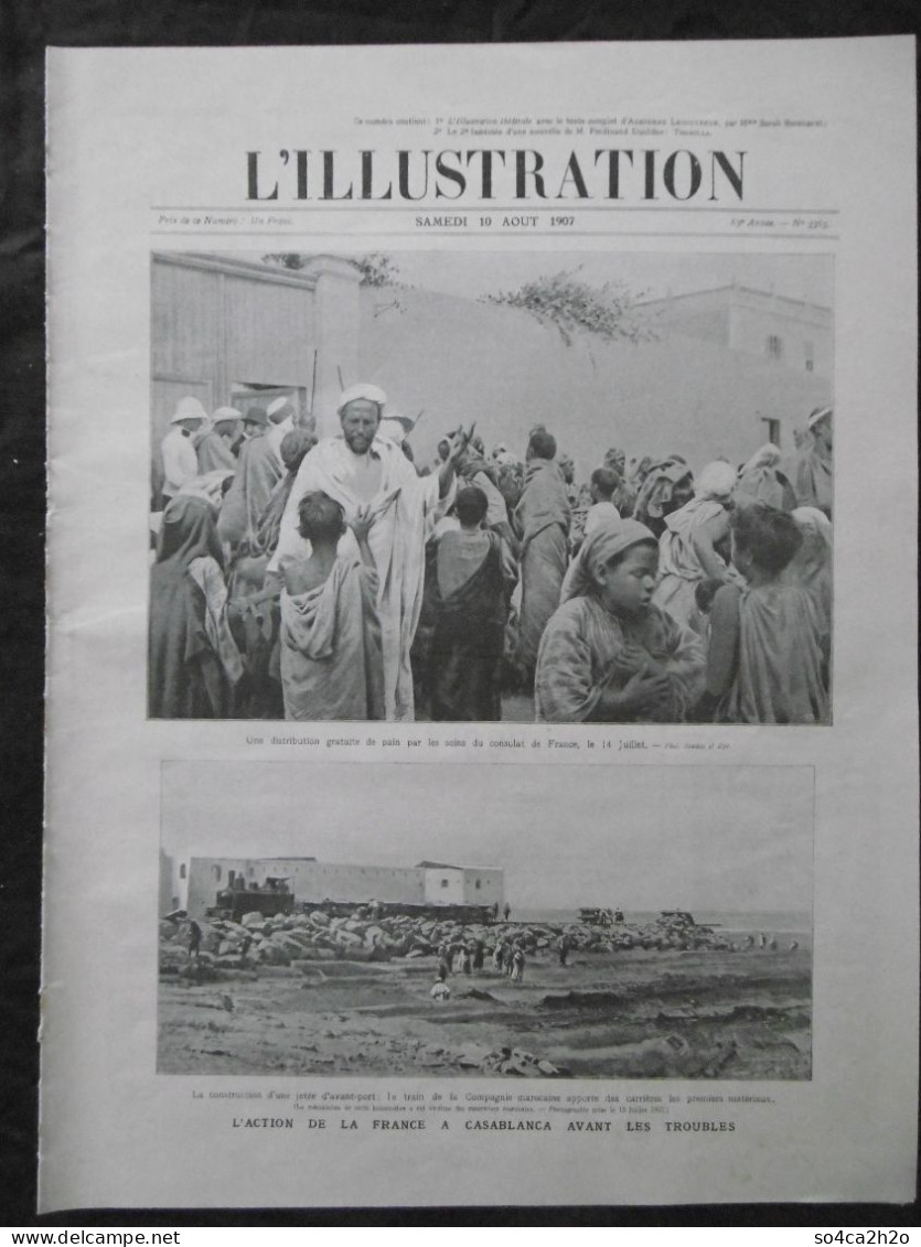 L'ILLUSTRATION N°3363 10/08/1907 Les évènements Du Maroc; La Catastrophe Des Ponts-de-Cé, Chaleur à New-York - Other & Unclassified