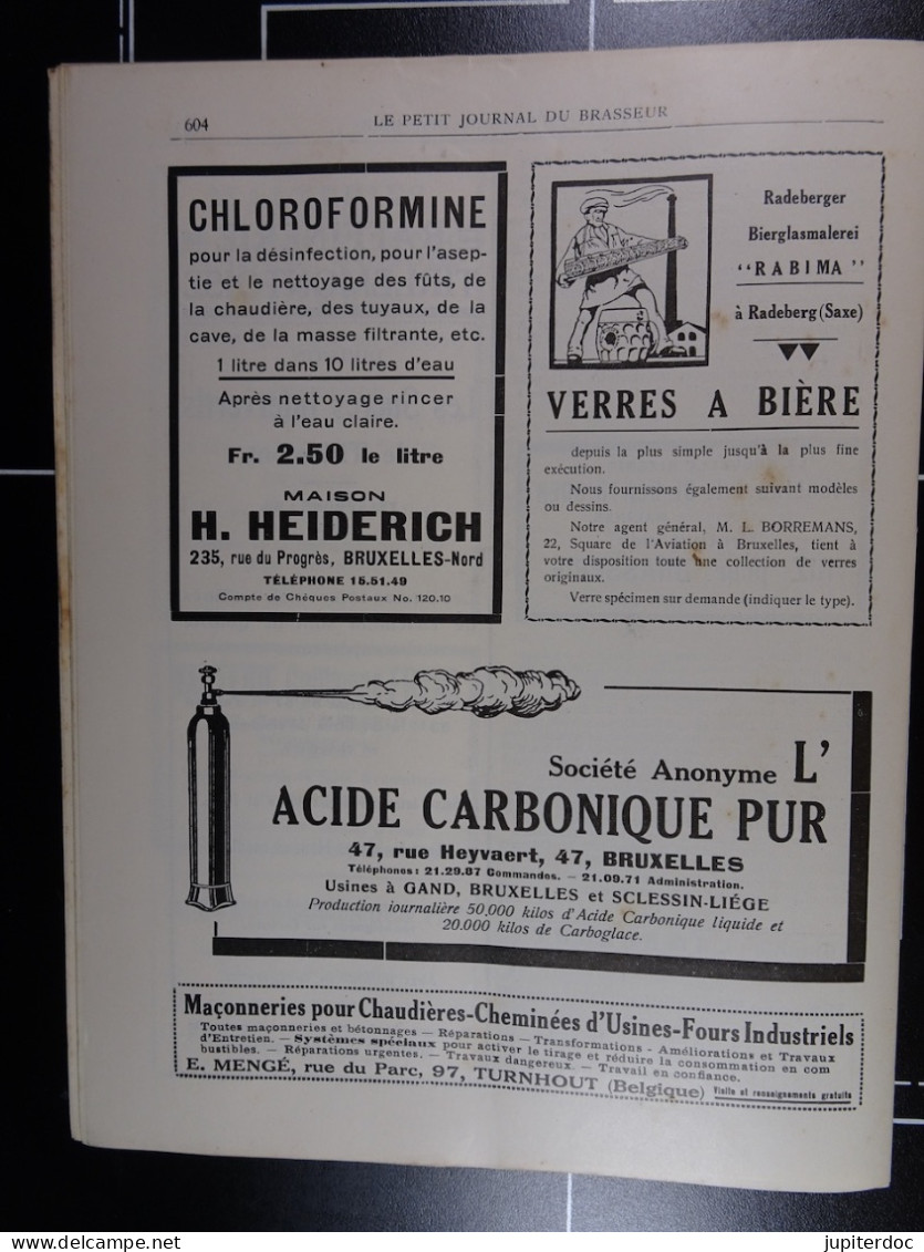 Le Petit Journal Du Brasseur N° 1676 De 1932 Pages 566 à 604 Brasserie Belgique Bières Publicité Matériel Brassage - 1900 - 1949