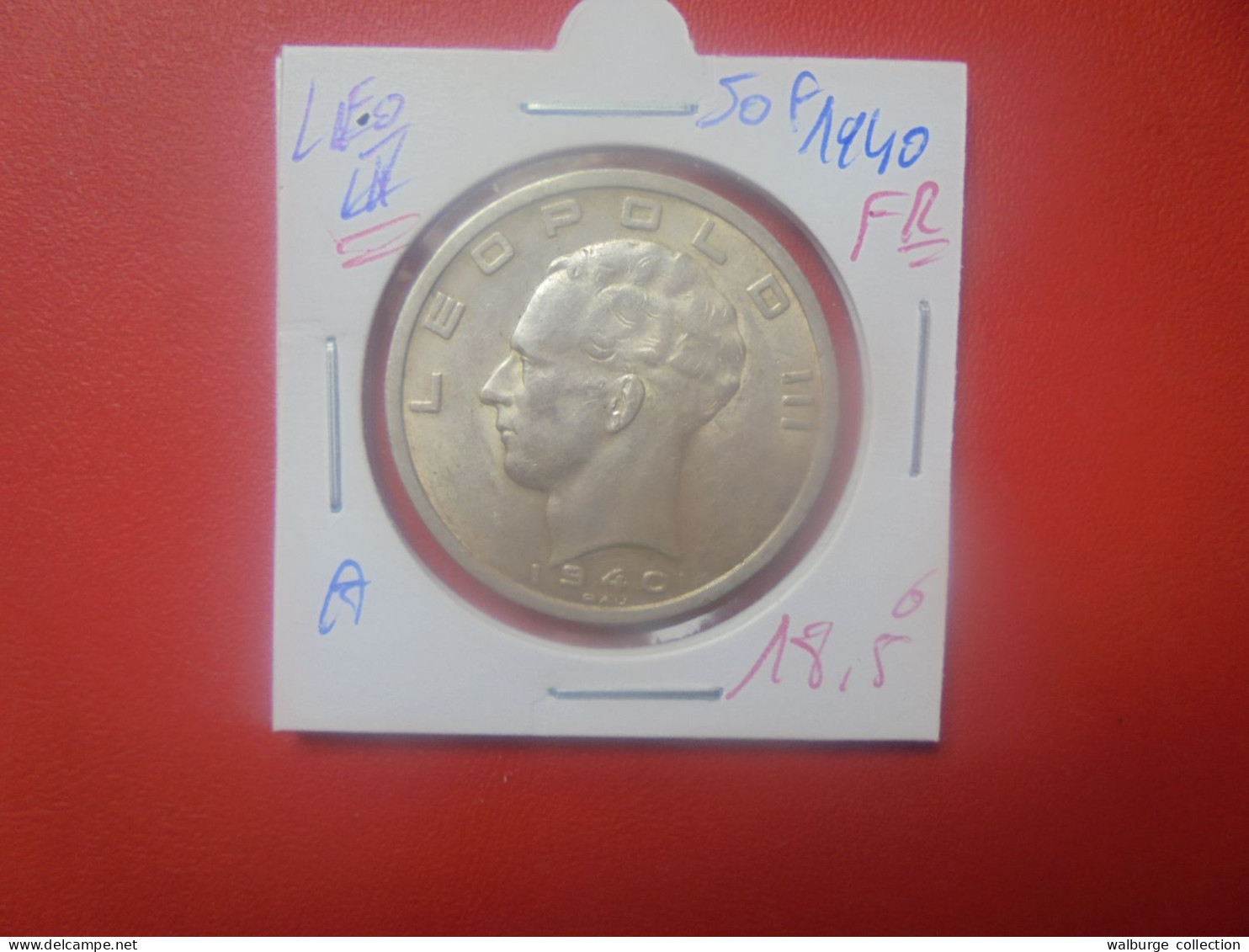 Léopold III. 50 FRANCS 1940 FR POS.A ARGENT (A.1) - 50 Francs