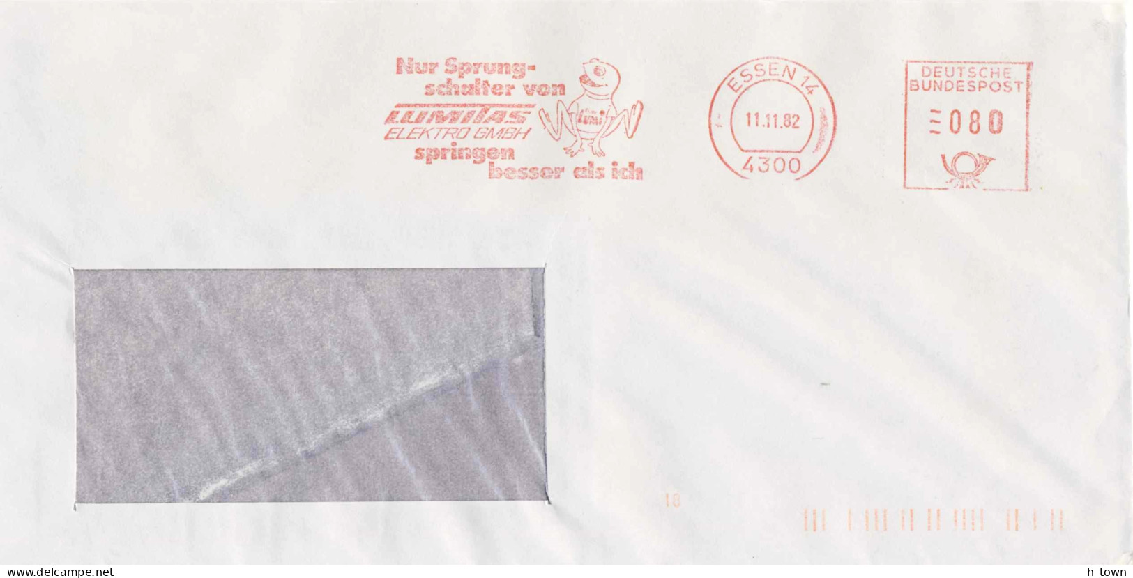 415  Grenuille: Ema D'Allemagne, 1982 - Frog On Meter Stamp From Essen, Germany. Clicker Cricket - Kikkers