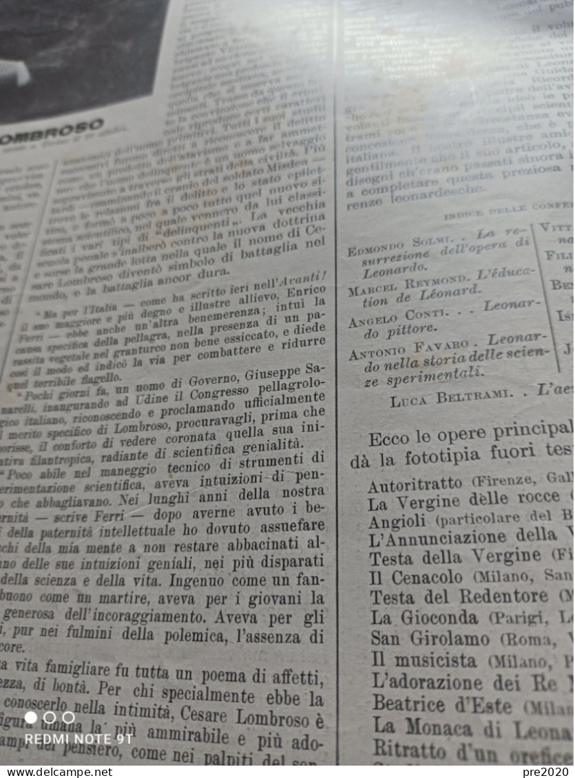 ILLUSTRAZIONE ITALIANA 1909 MORTE DI CESARE LOMBROSO TIRNOVO BULGARIA MONSUMMANO CASOLA VALSENIO ALFREDO ORIANI - Autres & Non Classés
