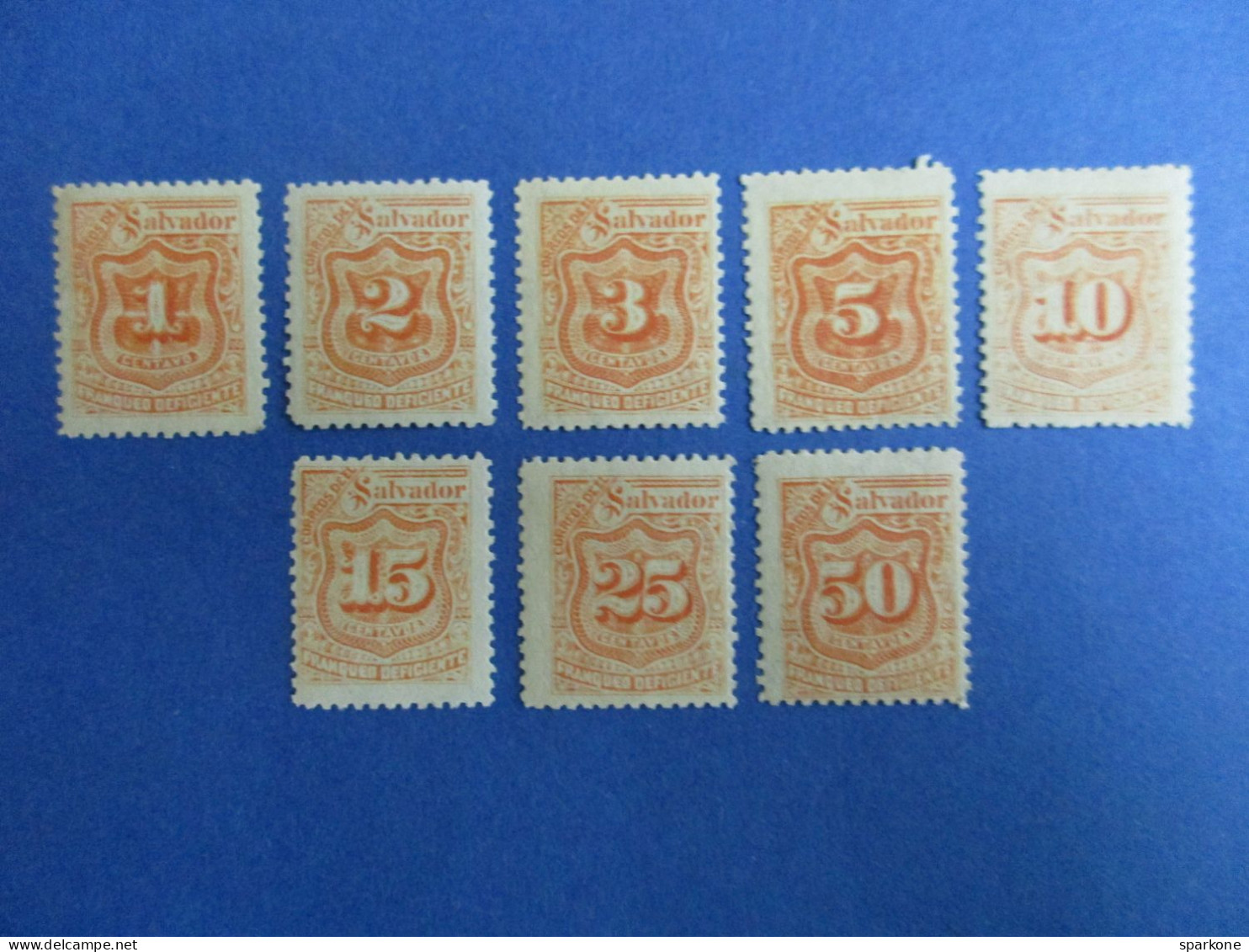 Salvador - Série De 8 Timbres Jaune-Orange - Franqueo Deficiente - El Salvador