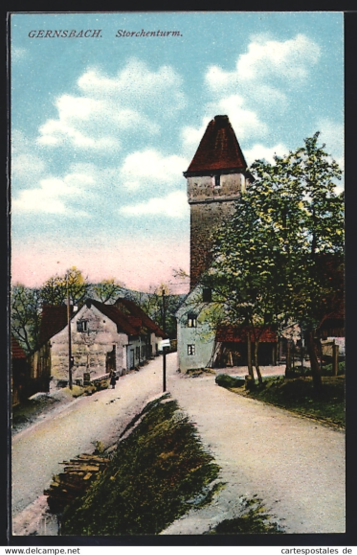 AK Gernsbach, Storchenturm Mit Strassenpartie  - Gernsbach