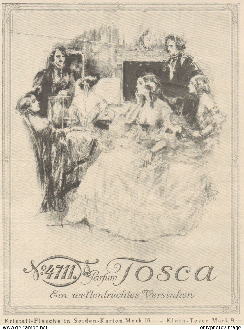 Kristall-Flasche Parfum Tosca 4711 - Pubblicità D'epoca - 1925 Old Advert - Advertising