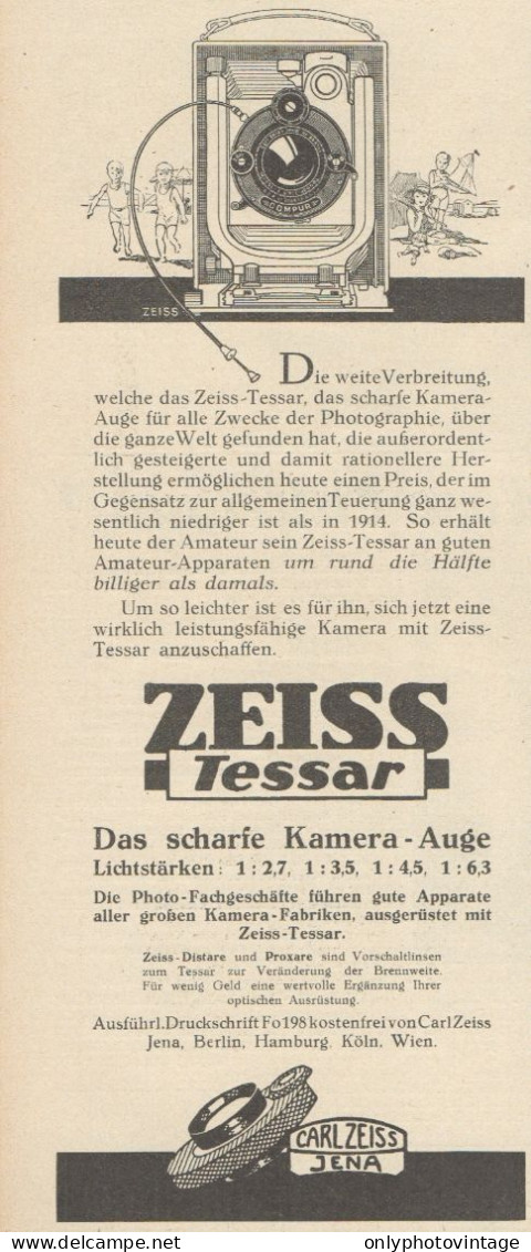 ZEISS Tessar - Pubblicità D'epoca - 1929 Old Advertising - Advertising