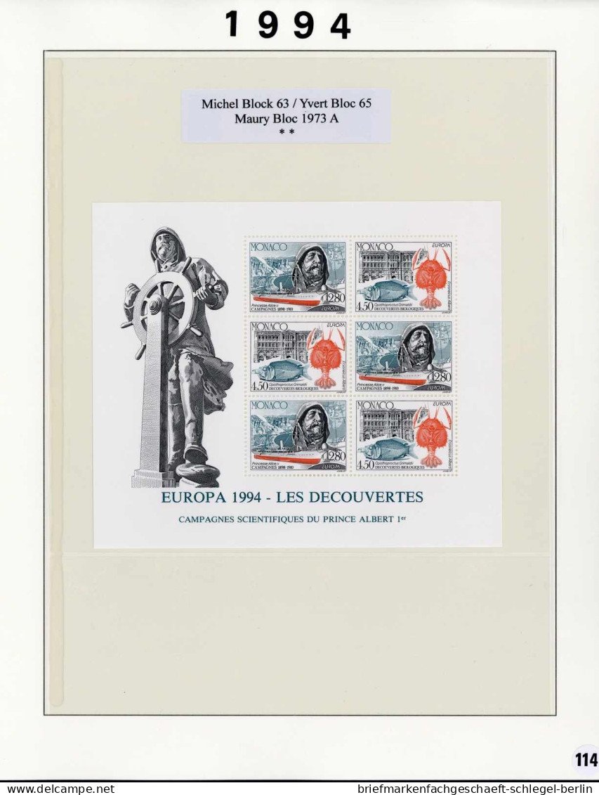 Monaco, 1994, Bl. 63 (2), Postfrisch - Otros & Sin Clasificación