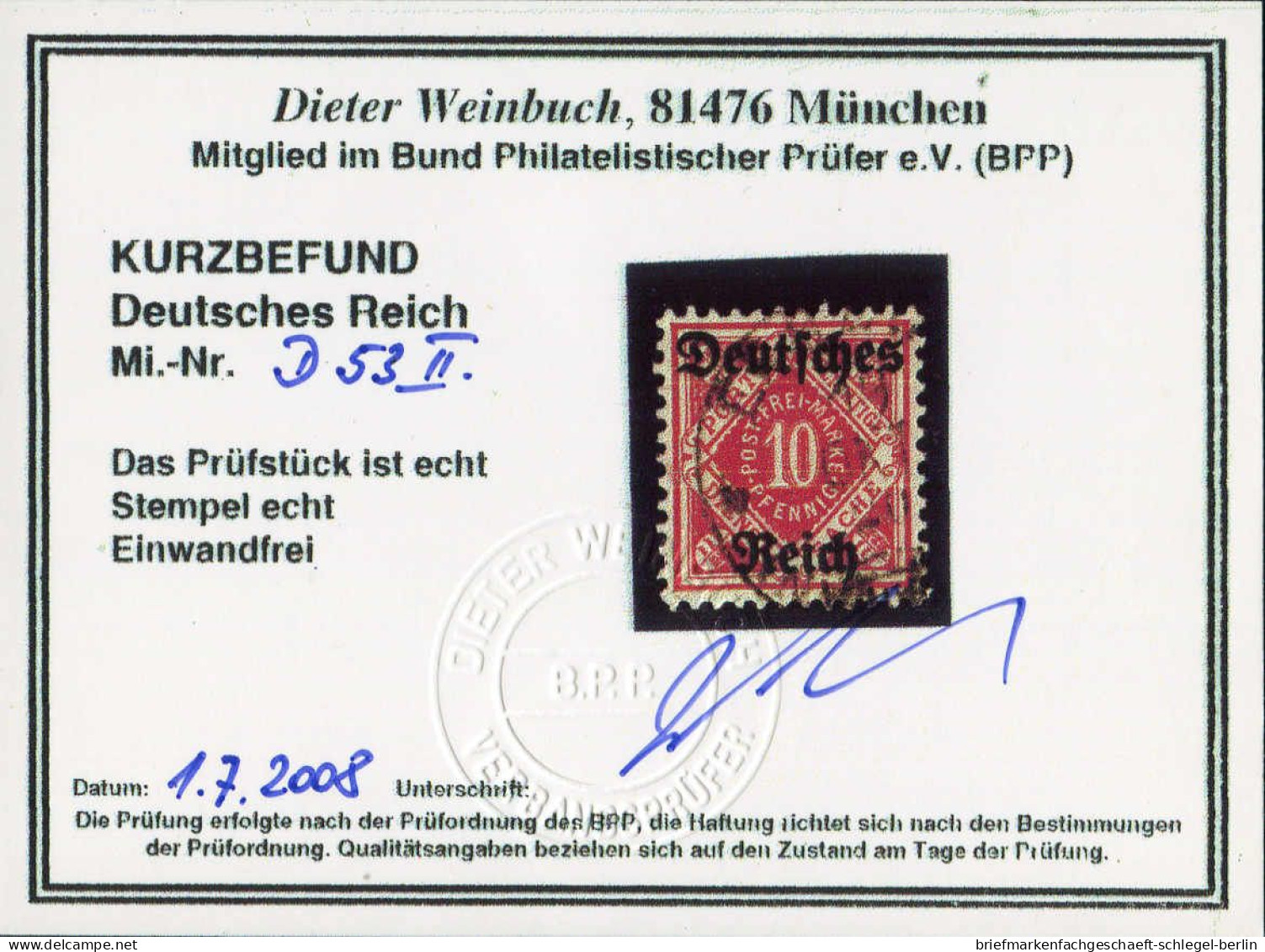 Deutsches Reich, 1920, 53 II, Gestempelt - Dienstzegels