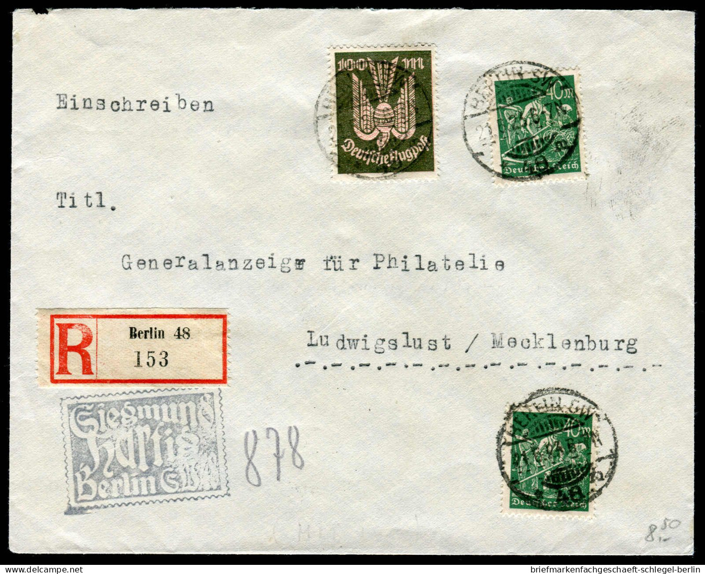 Deutsches Reich, 1923, 237, 244 (2), Gestempelt, Brief - Other & Unclassified