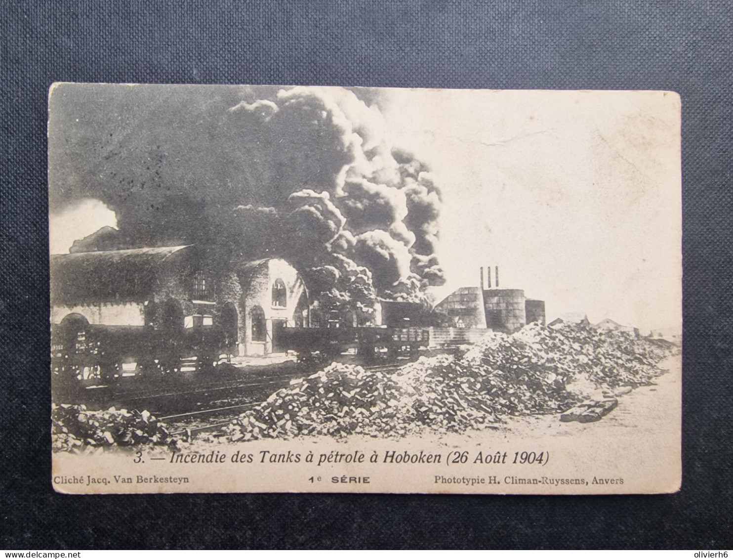 LOT 4 CP BELGIQUE (M2408) ANTWERPEN HOBOKEN (9 vues) Incendie des tanks à pétrole à Hoboken 26 aout 1904