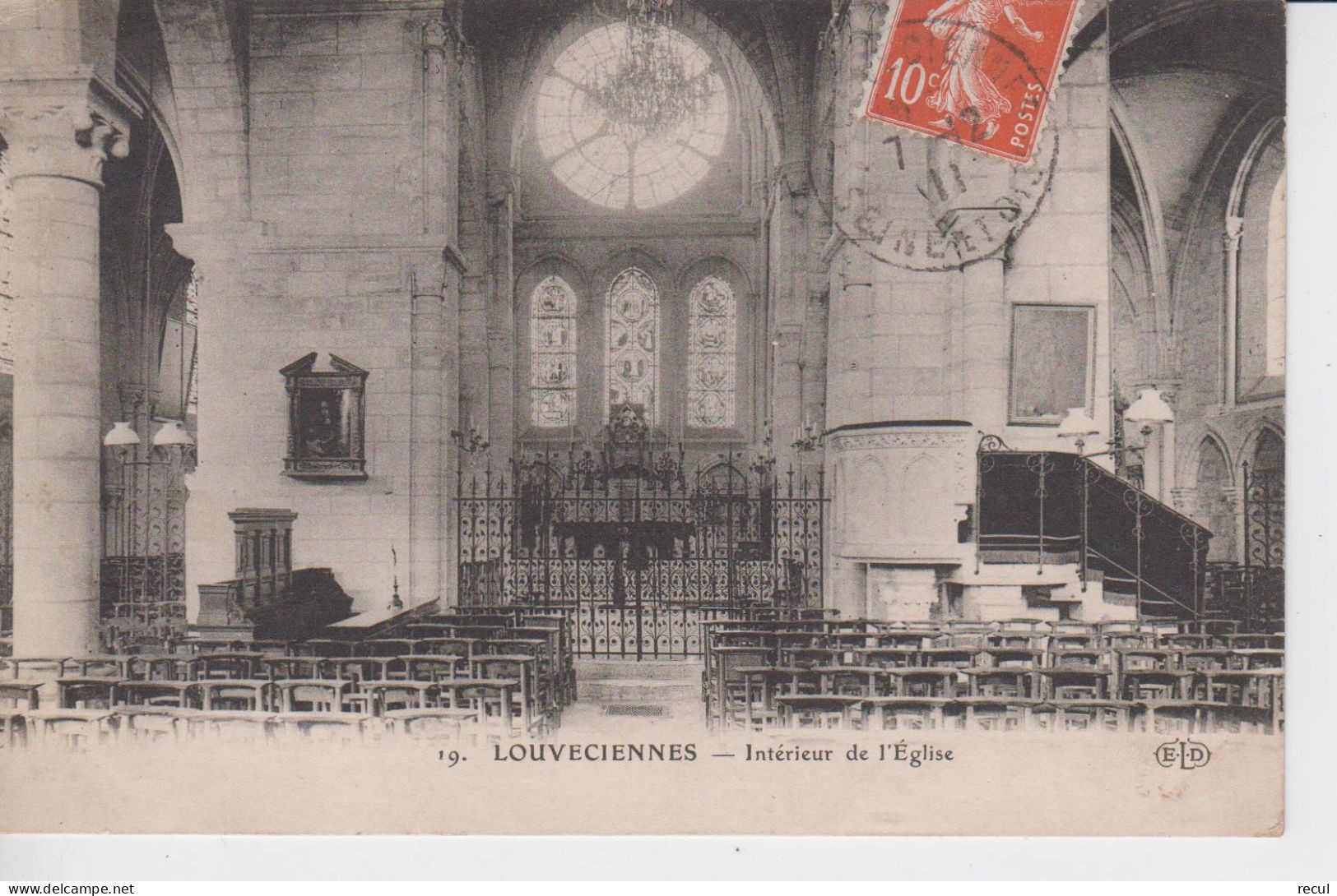 YVELINES - 19 - LOUVECIENNES - Intérieur De L'Eglise  ( - Timbre à Date De 1911 ) - Louveciennes