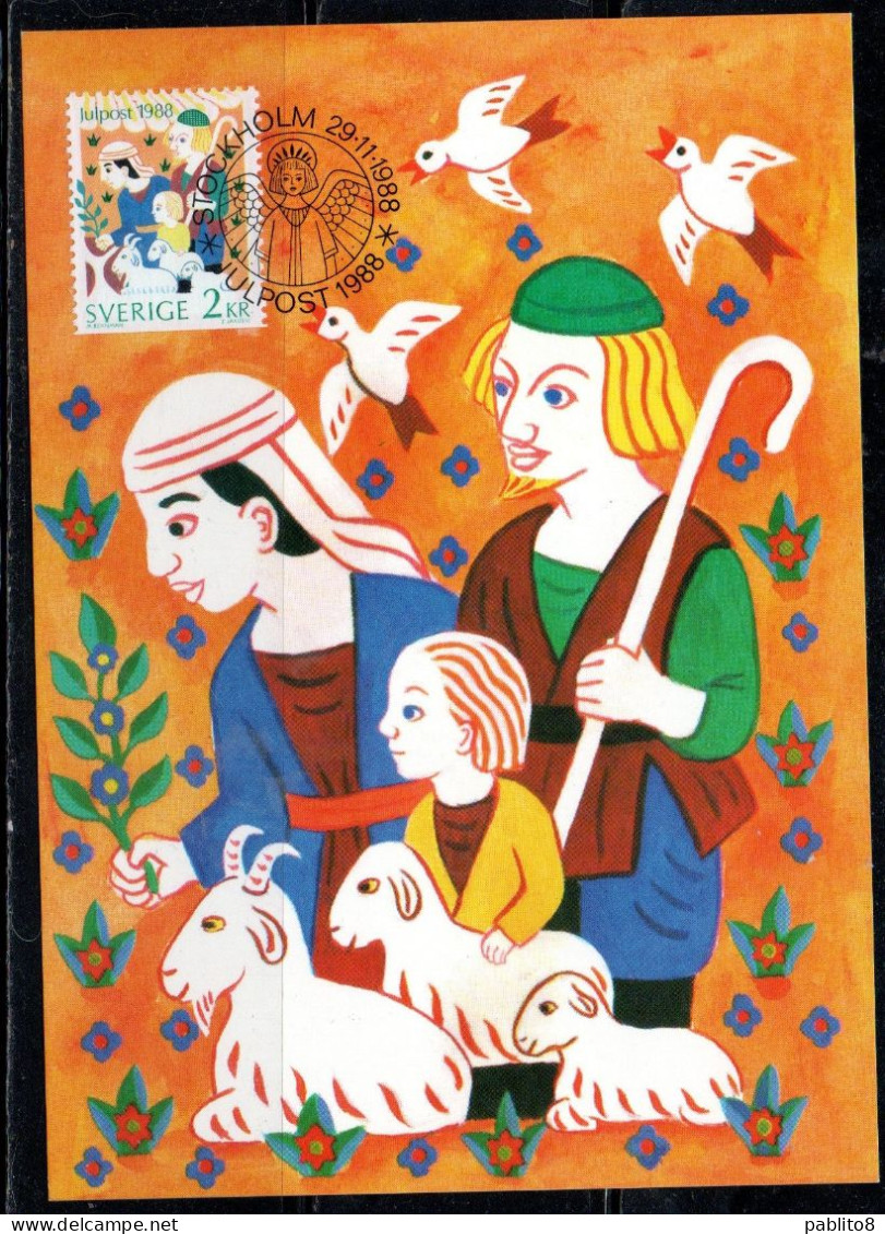 SWEDEN SVERIGE SVEZIA SUEDE 1988 CHRISTMAS NATALE NOEL WEIHNACHTEN NAVIDAD STORY OF CHRIST 2k MAXI MAXIMUM CARD CARTE - Tarjetas – Máxima