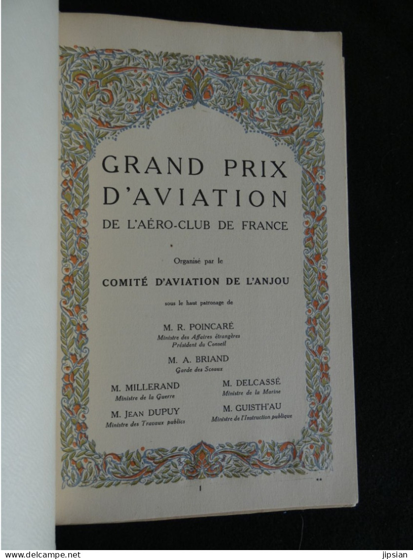 Juin 1912 Programme 1er Grand Prix D' Aviation De L' Aéro Club De France -- Avion Aviateur à Angers   Z1 - Angers