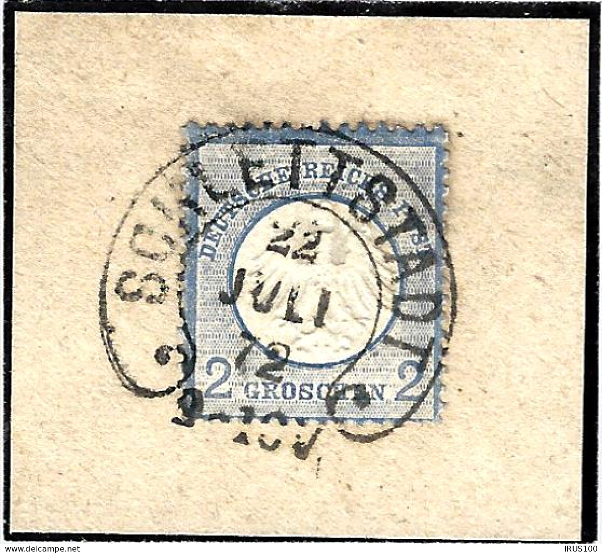  SCHLETSTADT - FRAGMENT DU 22 JUILLET 1872 - CACHET FER À CHEVAL SUR 2 GROSCHEN BLEU - SÉLESTAT - Used Stamps