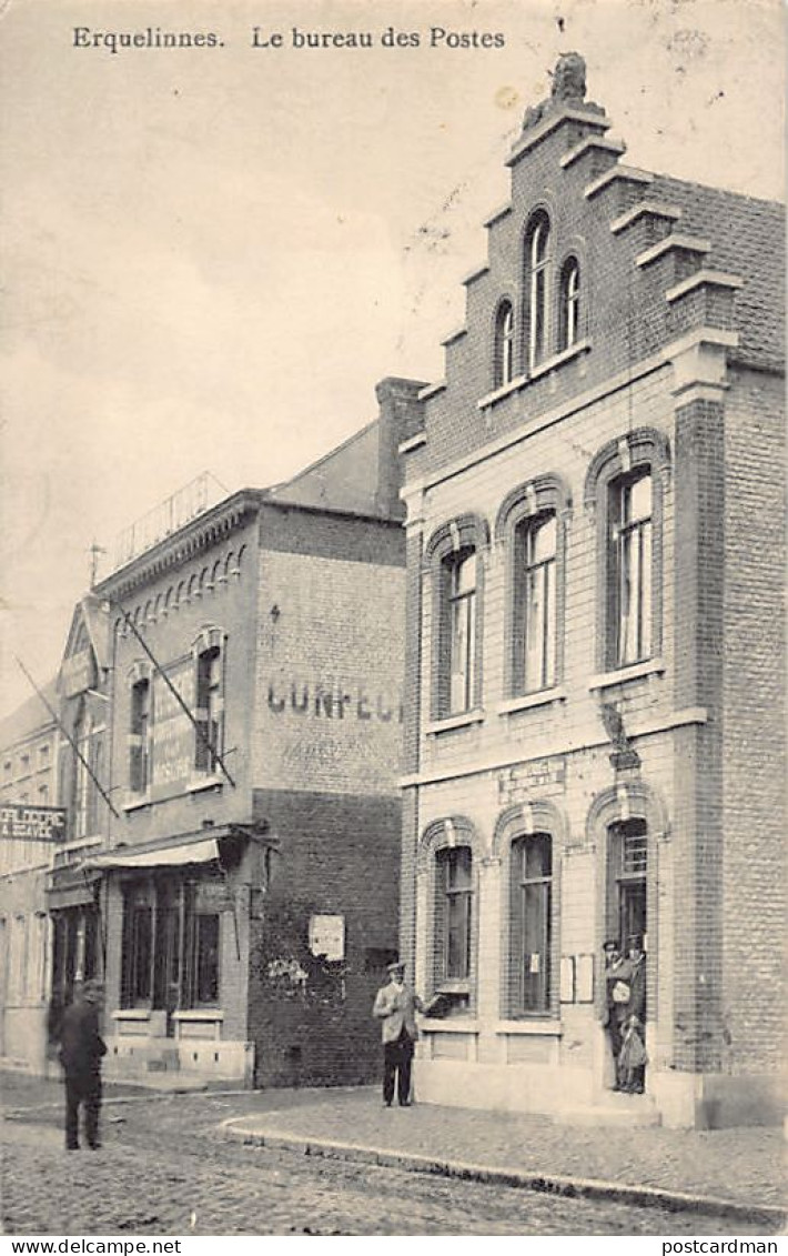 Belgique - ERQUELINNES (Hainaut) Le Bureau Des Postes - Vêtements Confection Sur Mesure - Horlogerie A. Scavée - Erquelinnes