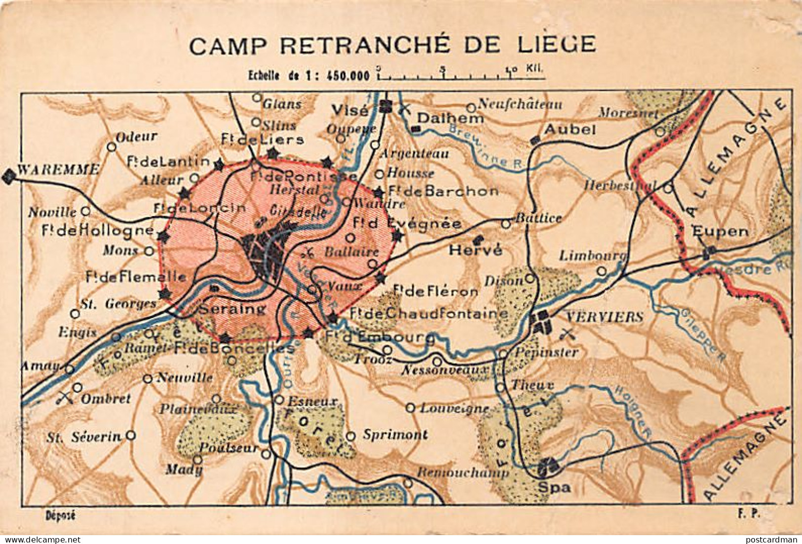 Belgique - Camp Retranché De Liège - Carte Géographique Du Camp - Première Guerre Mondiale - Liege