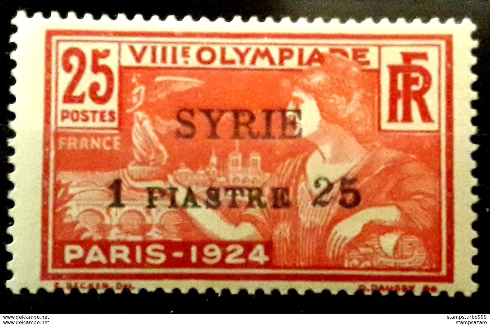 Syria , Syrien , Syrie,1924 Olympic Games 1.25 Pi./ 25c..   Rare , MNH ** - Ungebraucht