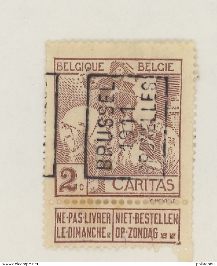 Bruxelles 1911. Roulette Sur 2c St.Martin      Cote ?,-- €. Sans Colle,  Rarement Vu En Préo - Rolstempels 1910-19
