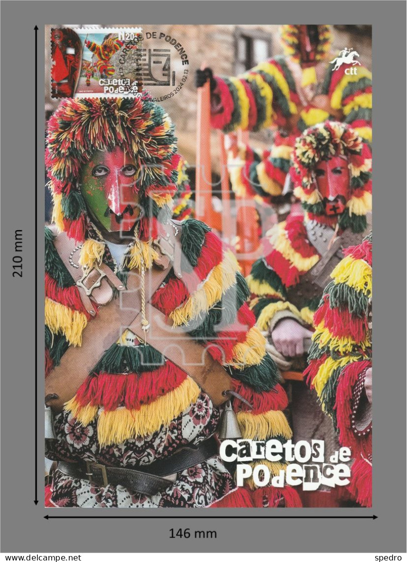 Portugal 2024 1 Pagela Personalizada Caretos De Podence  Macedo De Cavaleiros Bragança Trás-os-Montes Brochure Carnaval - Andere & Zonder Classificatie