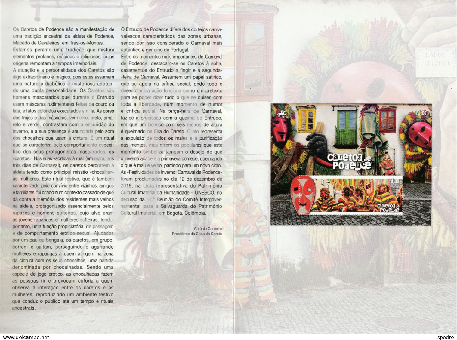 Portugal 2024 1 Pagela Personalizada Caretos De Podence  Macedo De Cavaleiros Bragança Trás-os-Montes Brochure Carnaval - Sonstige & Ohne Zuordnung