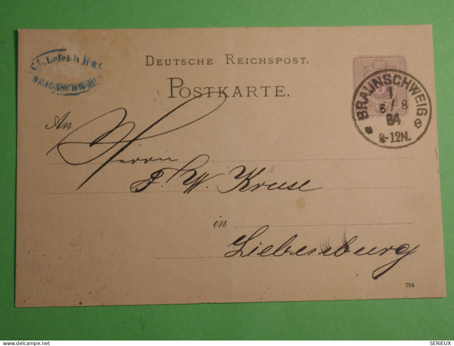 DN 21 ALLEMAGNE  CARTE ENTIER 1894 BRAUNSWEIG +AFF.   INTERESSANT+ ++++ - Postcards