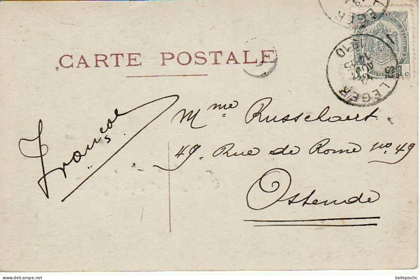 CP Un Baiser De St-Léger 1910 Envoyé à Ostende - Saint-Leger