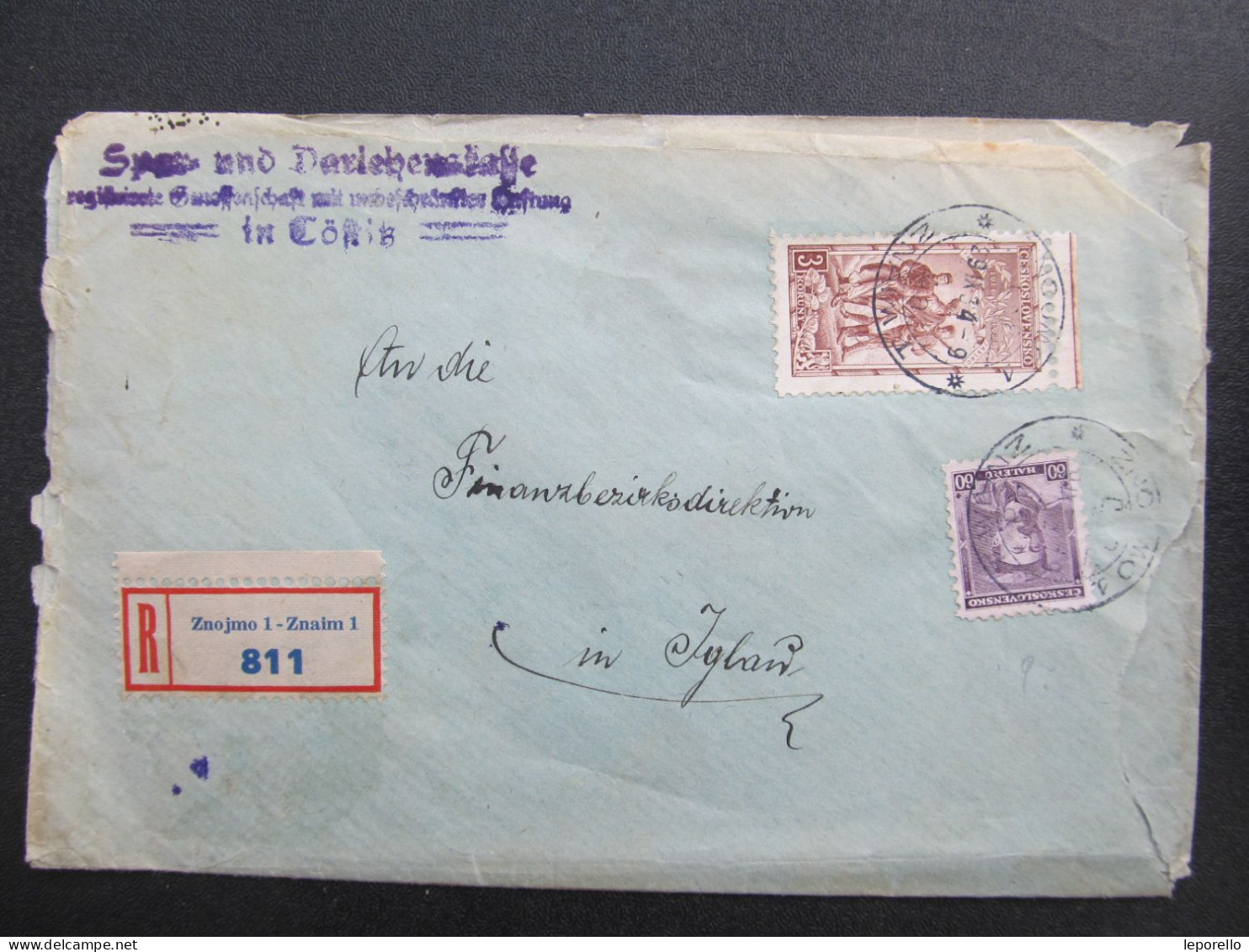 BRIEF Těšetice Znojmo Töstitz B. Znaim - Jihlava Banka 1934  /// P6270 - Covers & Documents