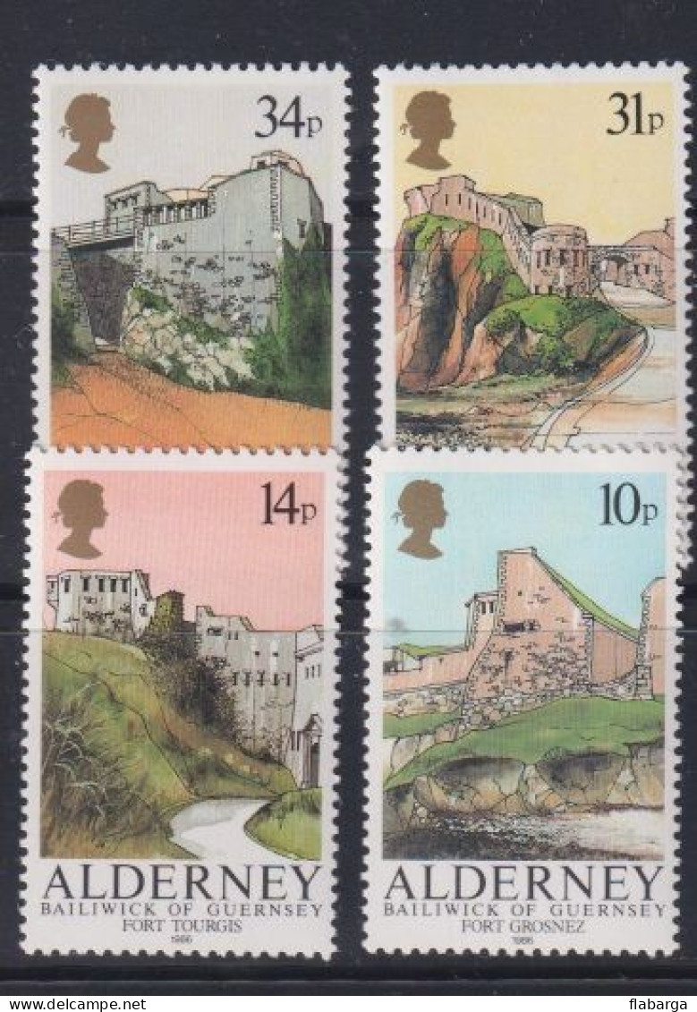 Año 1986 Yvert Nº 28/31 Fortificaciones Tipicas - Alderney