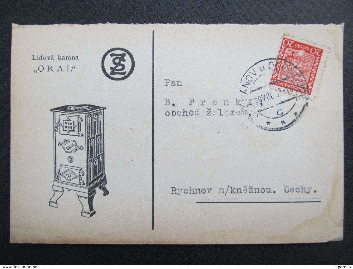 BRIEF Štěpánov U Olomouce - Rychnov N.K. Kamna Oral 1930 Sobotín  /// P6278 - Storia Postale