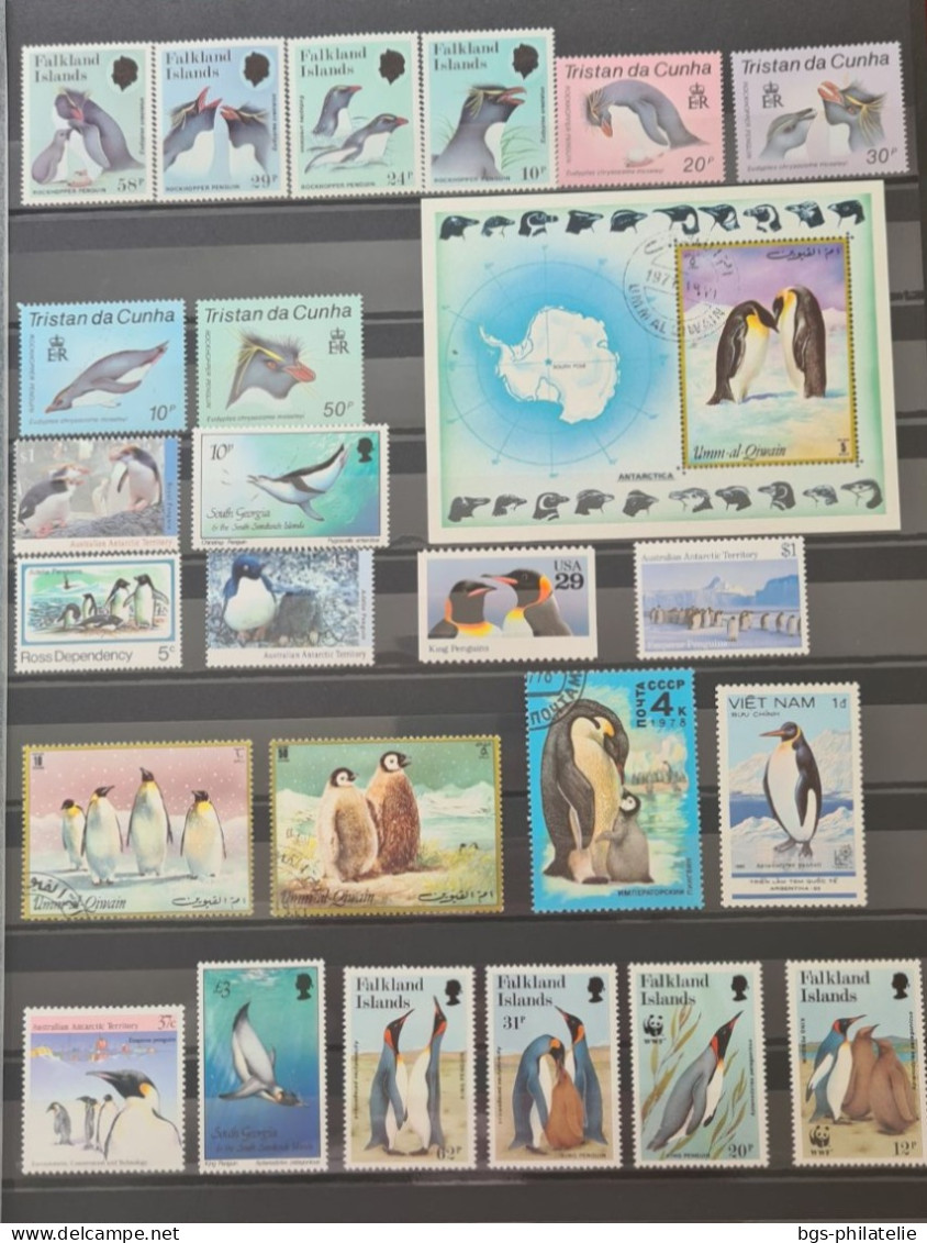Collection de timbres sur le thème des Oiseaux.