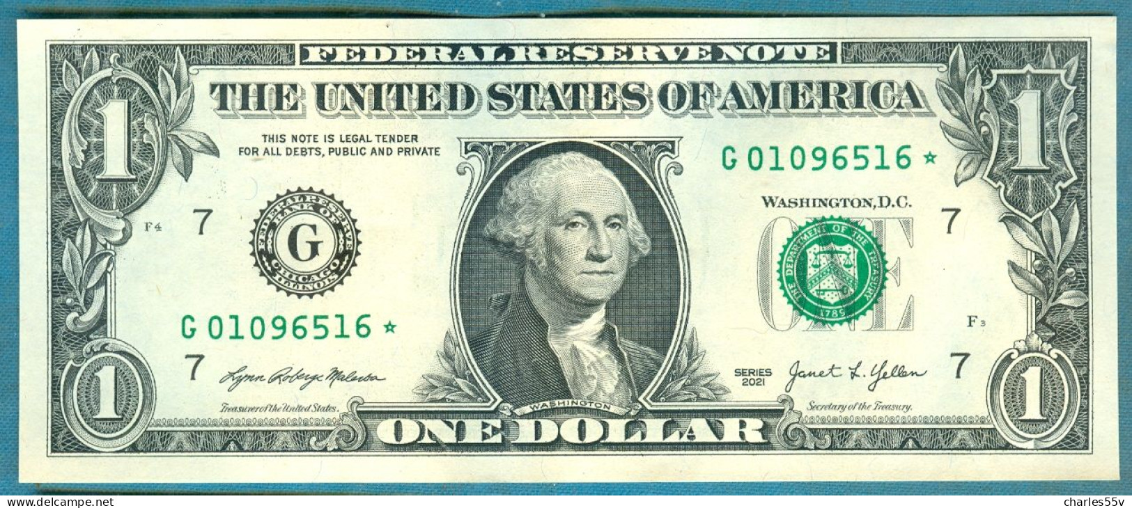 USA 1 Dollar 2021, "STAR NOTE" , G - Illinois - AUNC - Billetes De La Reserva Federal (1928-...)