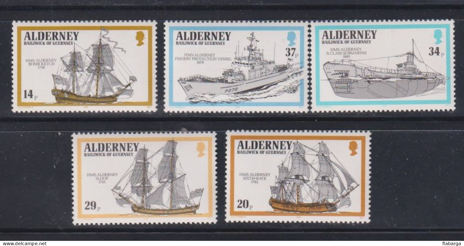 Año 1990 Yvert Nº 43/47 Naves Llevando El Nombre De Alderney - Alderney
