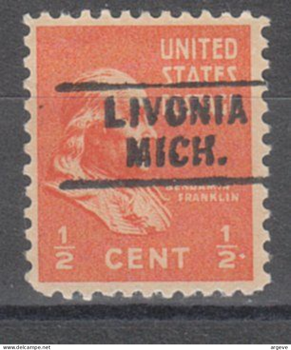 USA Precancel Vorausentwertungen Preo Locals Michigan, Livonia 729 - Precancels