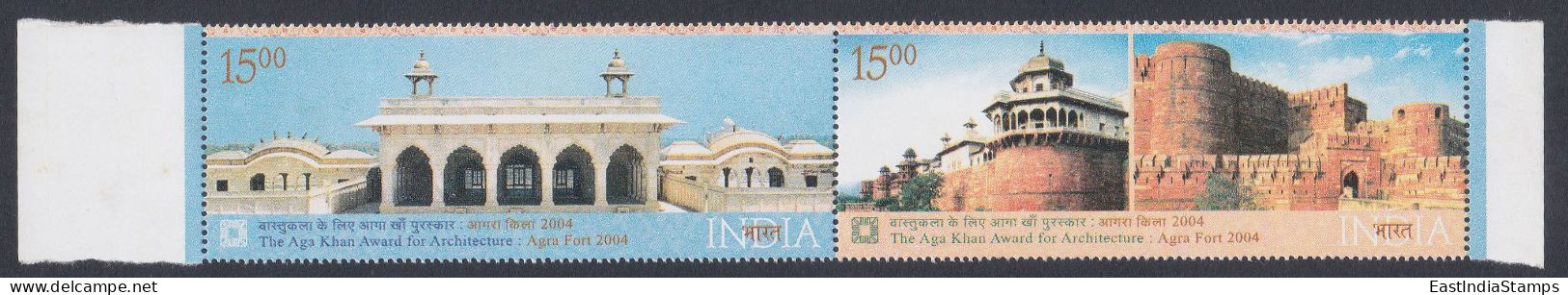 Inde India 2004 MNH Se-tenant, Aga Khan Foundation, Agra Fort, Architecture, Heritage, Archaeological Conservation - Brieven En Documenten