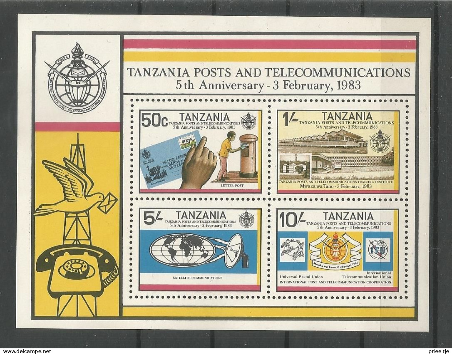 Tanzania 1983 Posts & Telecommunications S/S  Y.T. BF 30  ** - Tanzanie (1964-...)