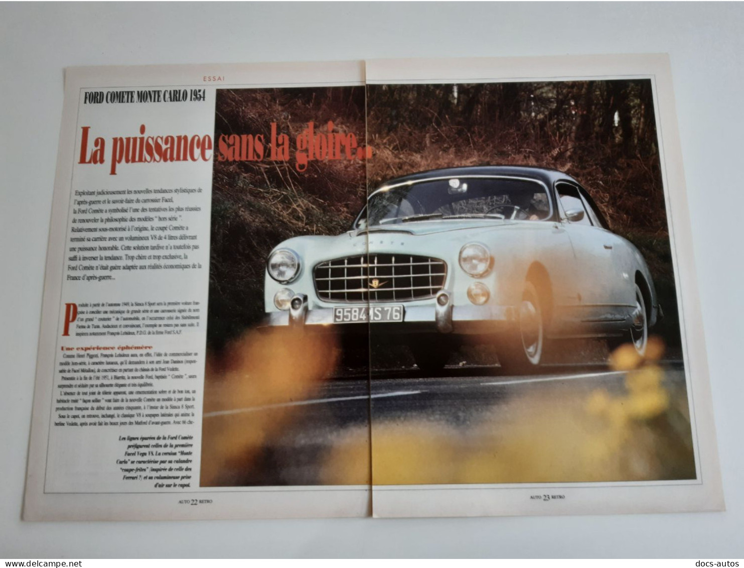 Coupure De Presse Automobile Ford Comete Monte Carlo - Auto's