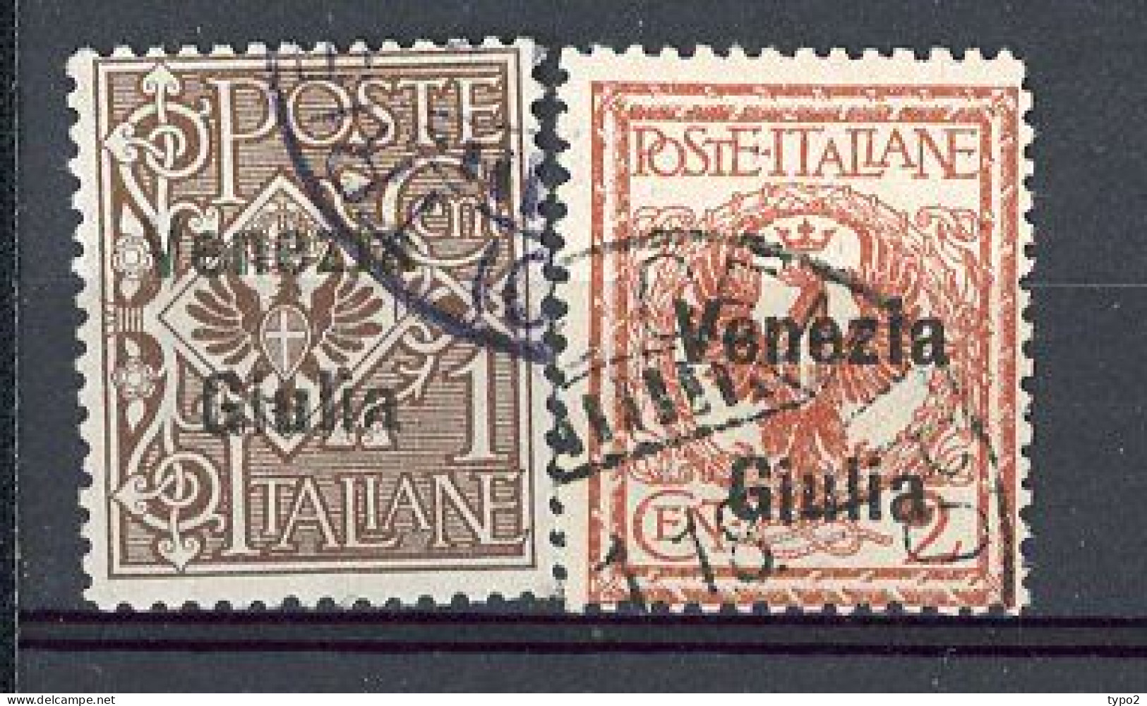 GIULIA  Yv. SA, N° 19,20  (o) Timbres D'Italie 1901-1917 Surchargés  Cote 10 Euro BE  2 Scans - Vénétie Julienne