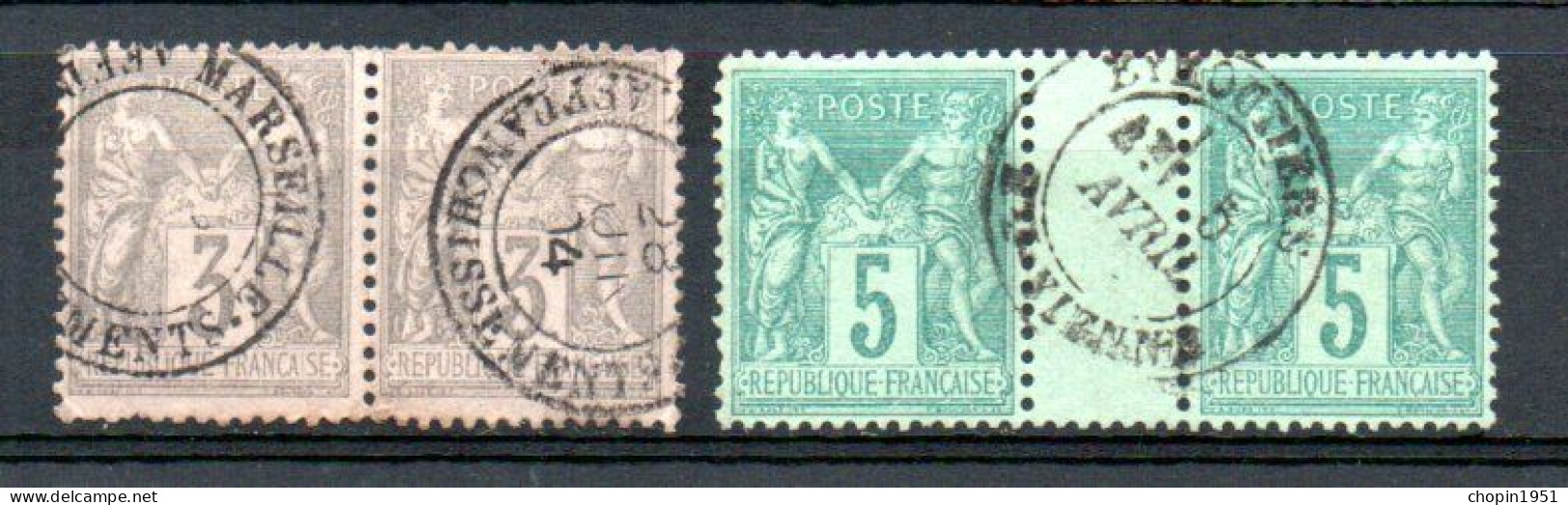 N° 75 + N° 87 En Paires Avec Variétés De Cachets - 1876-1878 Sage (Type I)