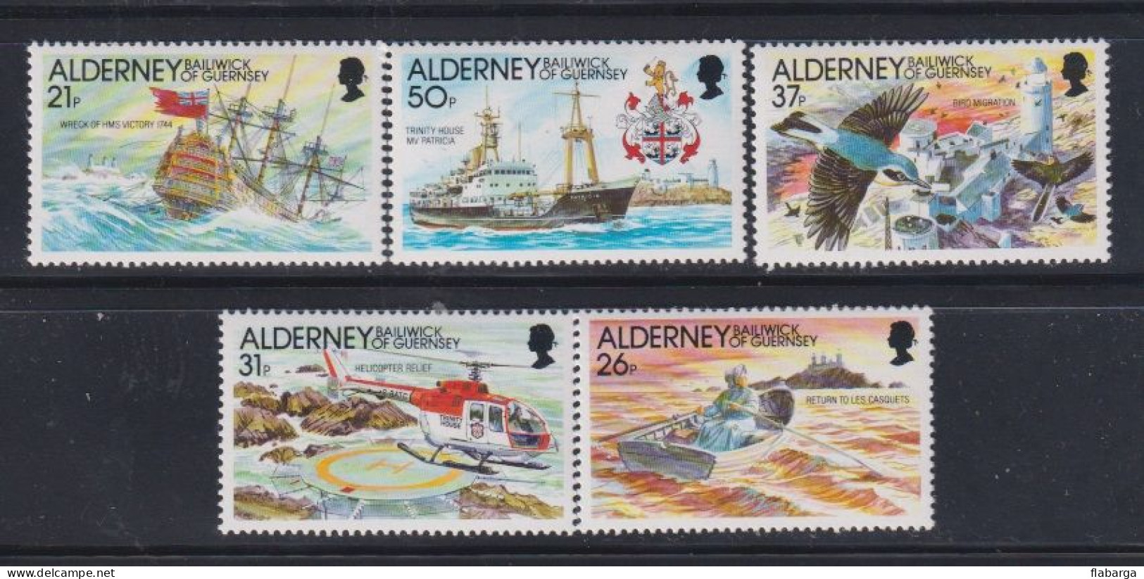 Año 1991 Yvert Nº 49/53 Histoire Du Phare De Casquets - Alderney