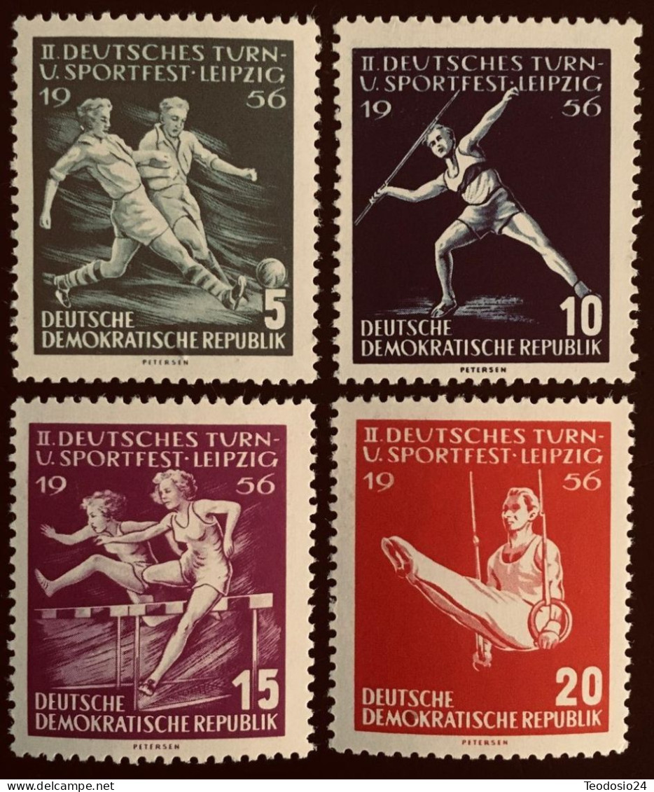 DDR 1956  JUEGOS EN LEIPZIG  YVERT 0254-57 ** - Unused Stamps