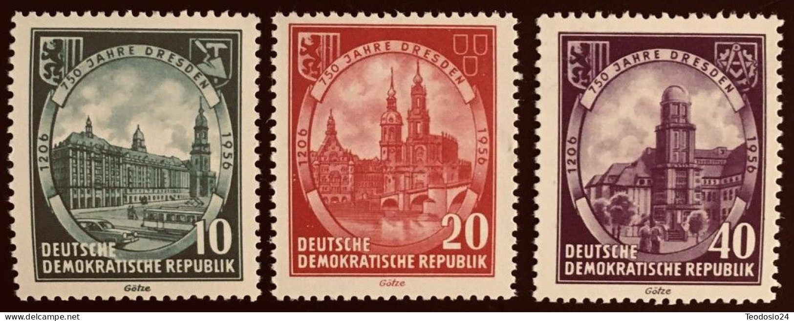 DDR 1956  750 ANIVERSARIO DE LA CIUDAD DE DRESDE ** - Unused Stamps