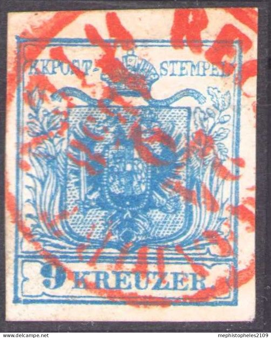 AUSTRIA 1859 - ANK 5 Mp IIIb, Vollrandig, Rotstempel "Recommandirt Wien" - Oblitérés