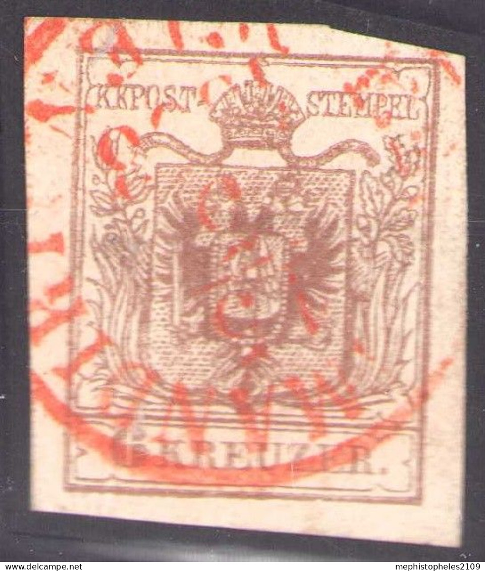 AUSTRIA 1859 - ANK 4 Mp III, Breitrandig, Rotstempel "Recommandirt Wien" - Oblitérés