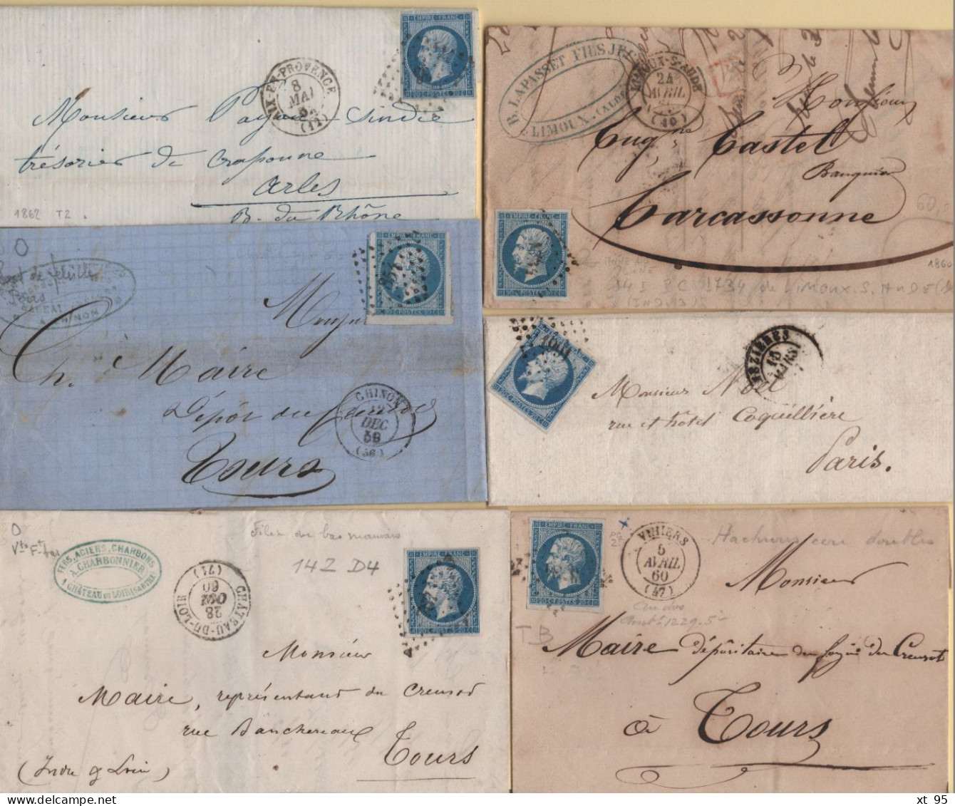N°14 - Lot De 30 Lettres Avec Varietes Nuances Planchage - Voir Scan - à Etudier - 1853-1860 Napoléon III