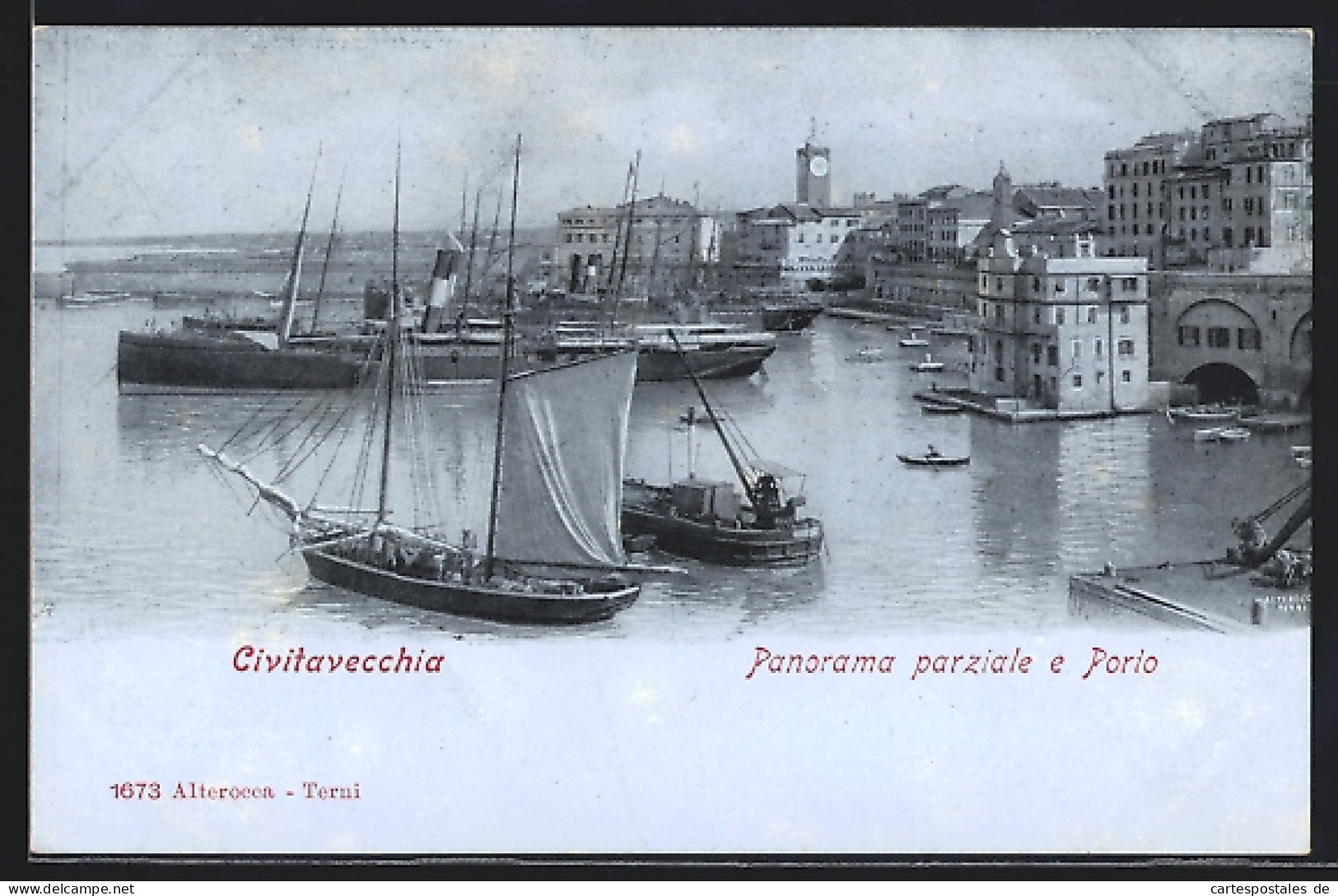 Cartolina Civitavecchia, Panorama Parziale E Porto  - Civitavecchia