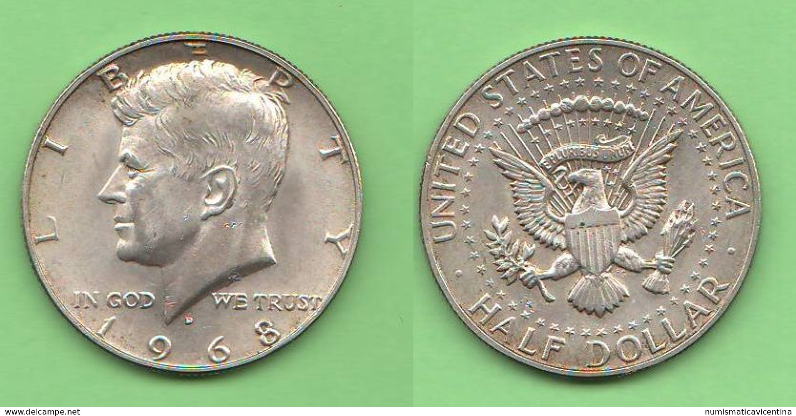 America Half Dollar 1968 D Kennedy USA 1/2 $ Mint Detroit Silver Coin   C 9 - 1964-…: Kennedy