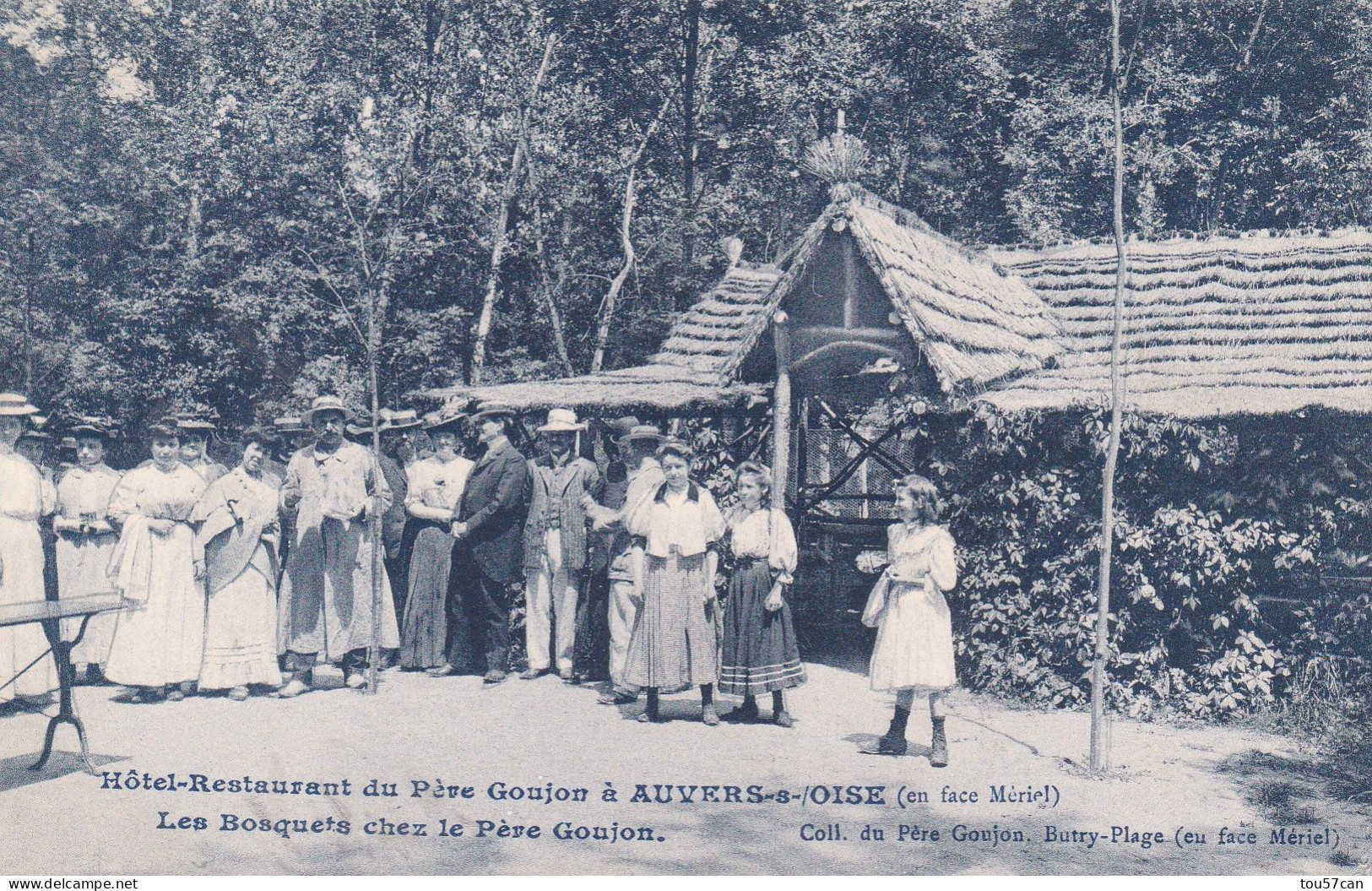 AUVERS  SUR  OISE  -  VAL D'OISE  -  (95)  -  CPA   TRES   ANIMEE  -  1907   -   L'HÔTEL - RESTAURANT  DU  PERE  GOUJON. - Auvers Sur Oise