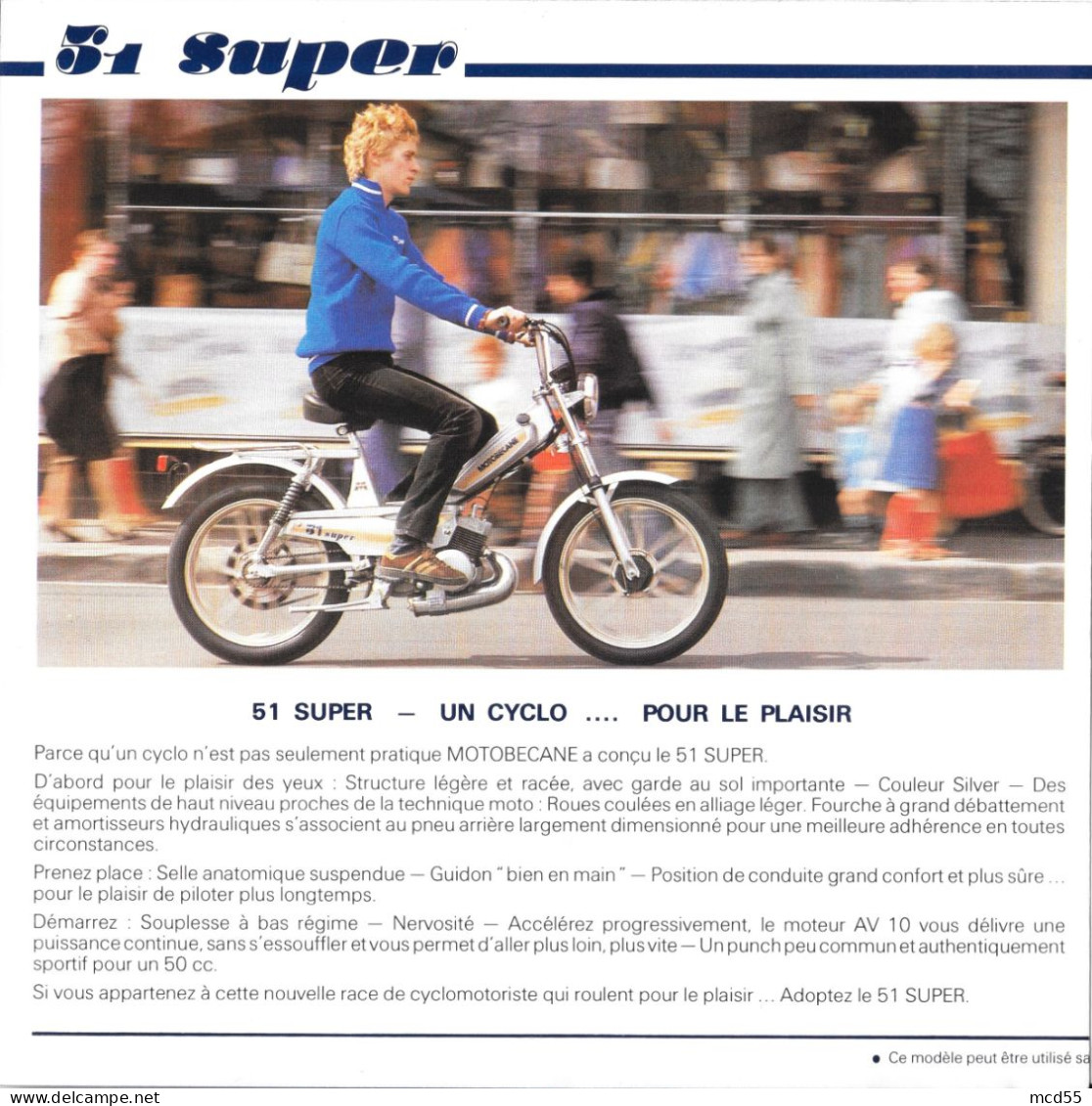 MOTOBECANE - MOBYLETTE - MOTOCONFORT - Modele 51 Super  " Etablissement THENET - 93 Montreuil " - Advertising